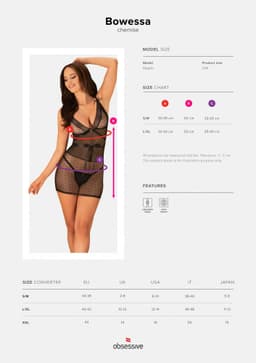 Jemná košilka Bowessa chemise - Obsessive černá 3