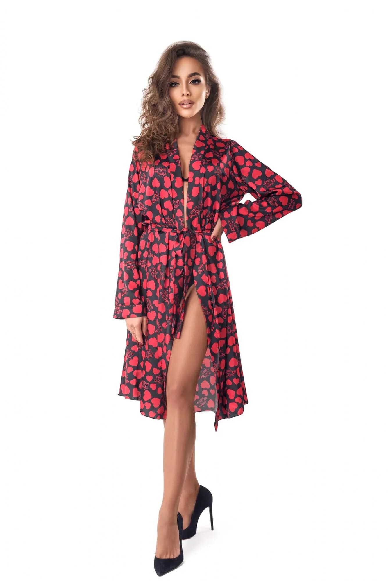 Elegantní župan Morgan One Robe - Anais černá/červená