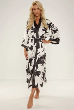 De Lafense 734 Brianna S-2XL dámské dlouhé negližé černo-béžová 5