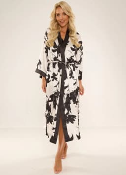 De Lafense 734 Brianna S-2XL dámské dlouhé negližé černo-béžová 2