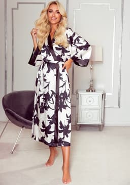 De Lafense 734 Brianna S-2XL dámské dlouhé negližé černo-béžová 3