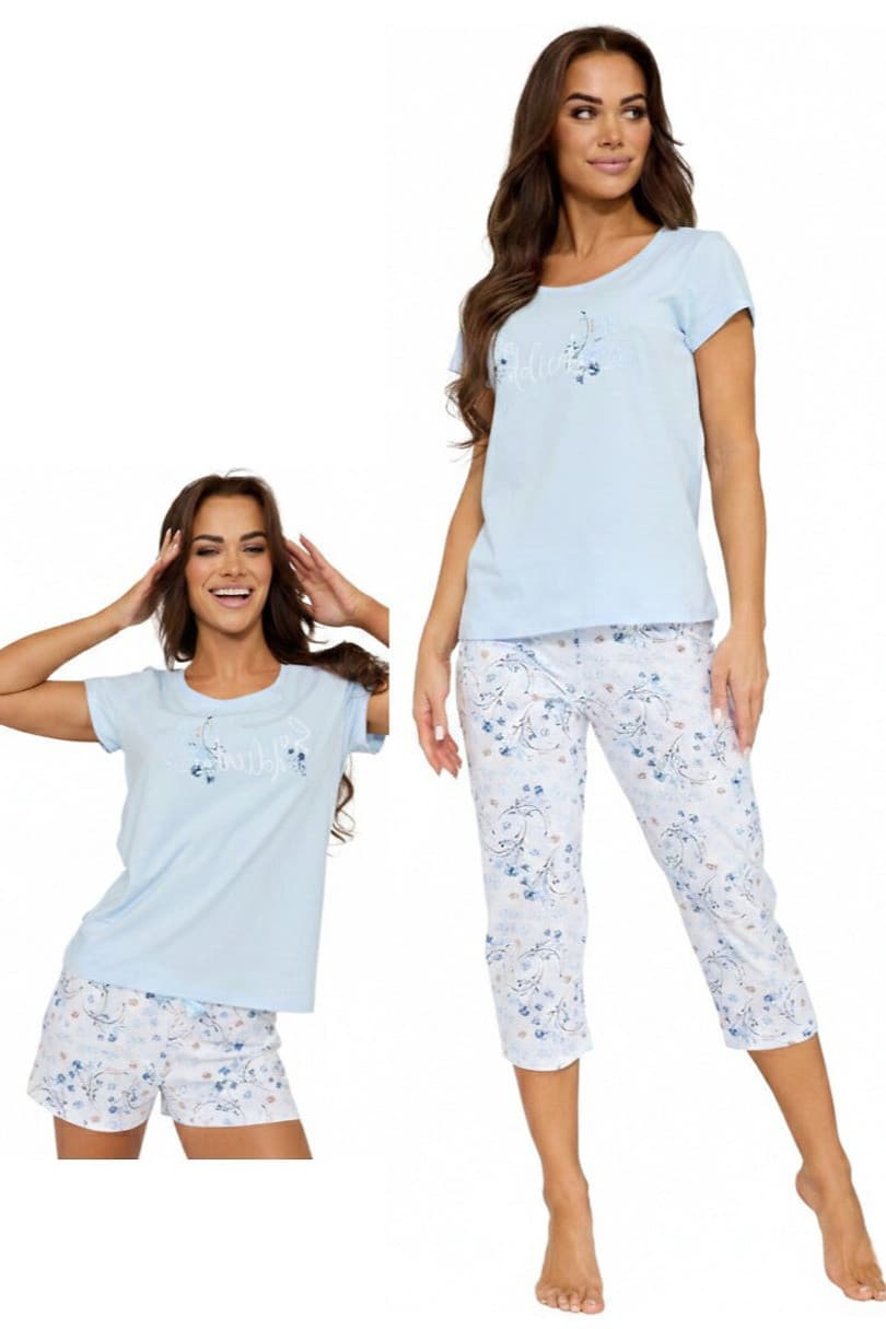 DÁMSKÉ PYŽAMO KR 466/344 SO DELICATE 3-PACK modrá